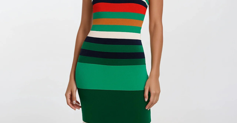 Vestido Comprido às Riscas com Folhos (149,90€)